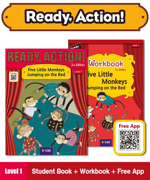 (NEW) Pack-Ready Action 2E 1: Five Little Monkeys Jumping on the Bed